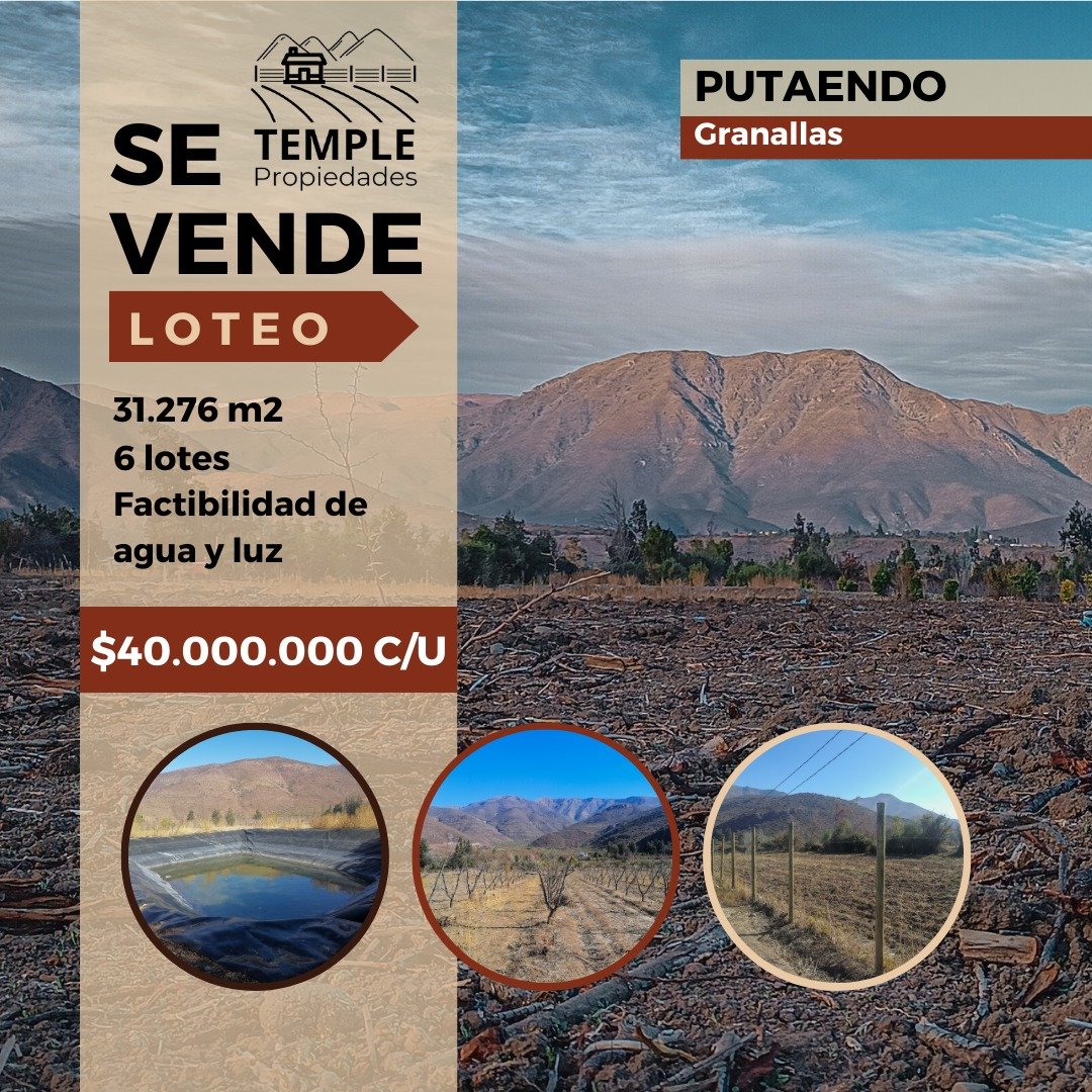 EN VENTA: amplios terrenos con vista a las montañas en Granallas, Putaendo, Provincia de San Felipe.