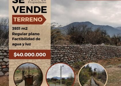 EN VENTA TERRENO sector Granallas, Putaendo