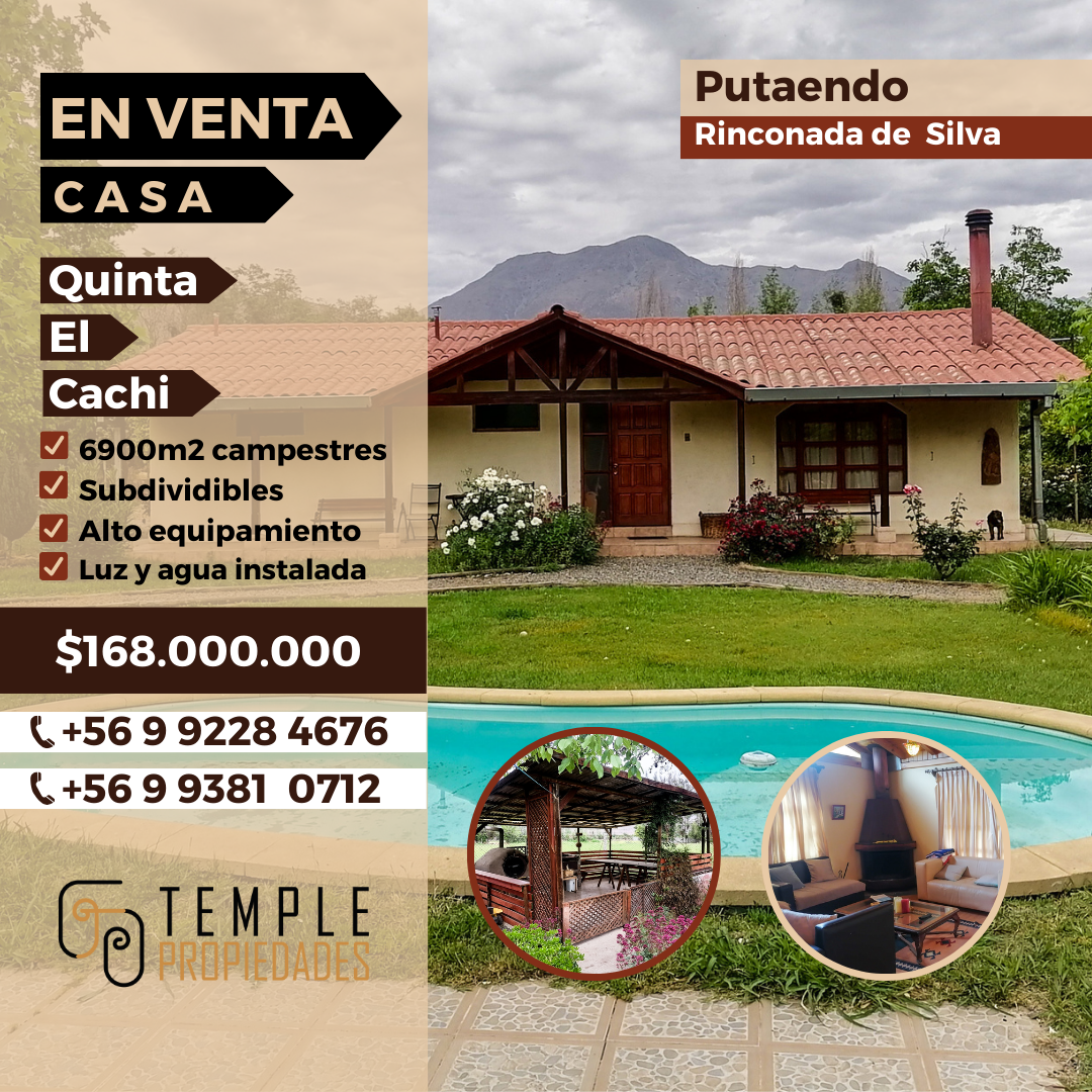 SE VENDE CASA quinta con PISCINA en PUTAENDO