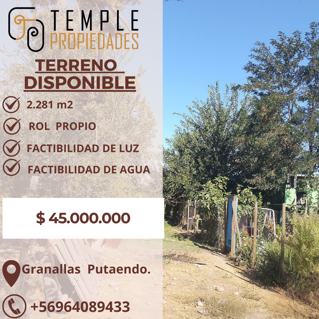 🌿VENTA DE TERRENO-SECTOR GRANALLAS, PUTAENDO🌿